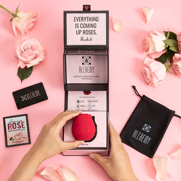 Rosebud Silicone Suction Rechargeable Vibrator - Red