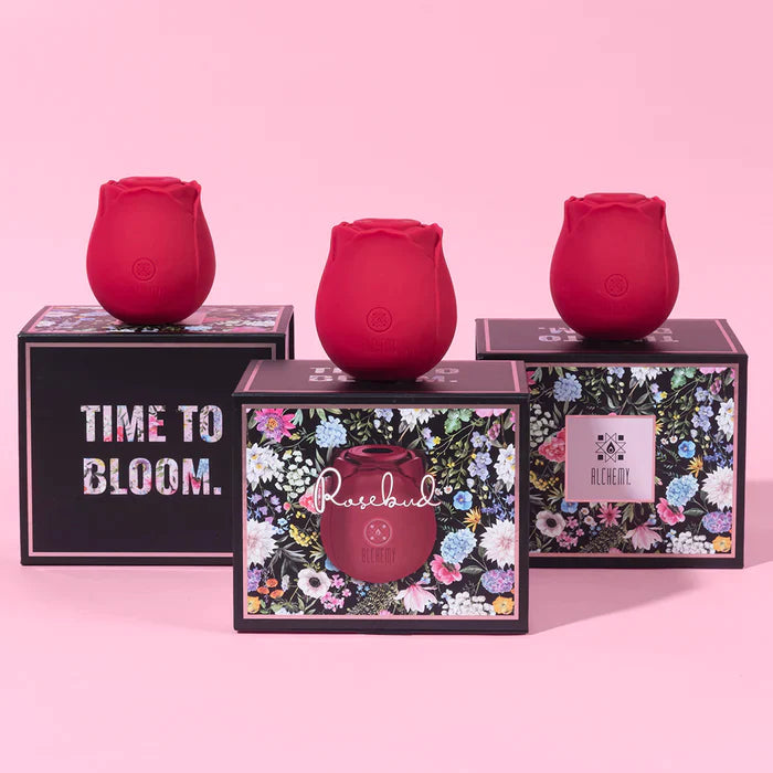 Rosebud Silicone Suction Rechargeable Vibrator - Red