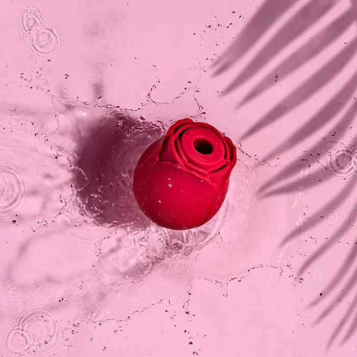 Rosebud Silicone Suction Rechargeable Vibrator - Red