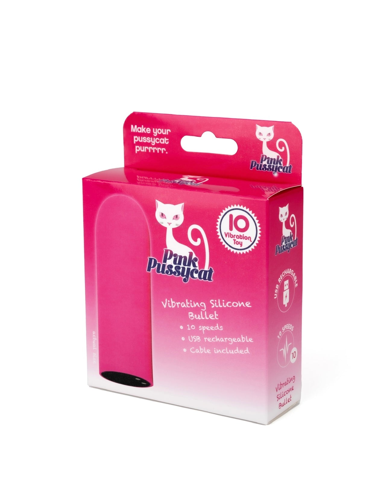 Pink Pussycat Silicone Bullet Rechargeable Vibrator - Pink