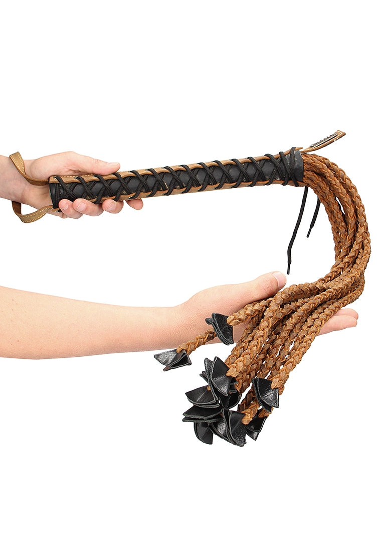 Braided 22 Tails With 12 Handle - Italian Leather