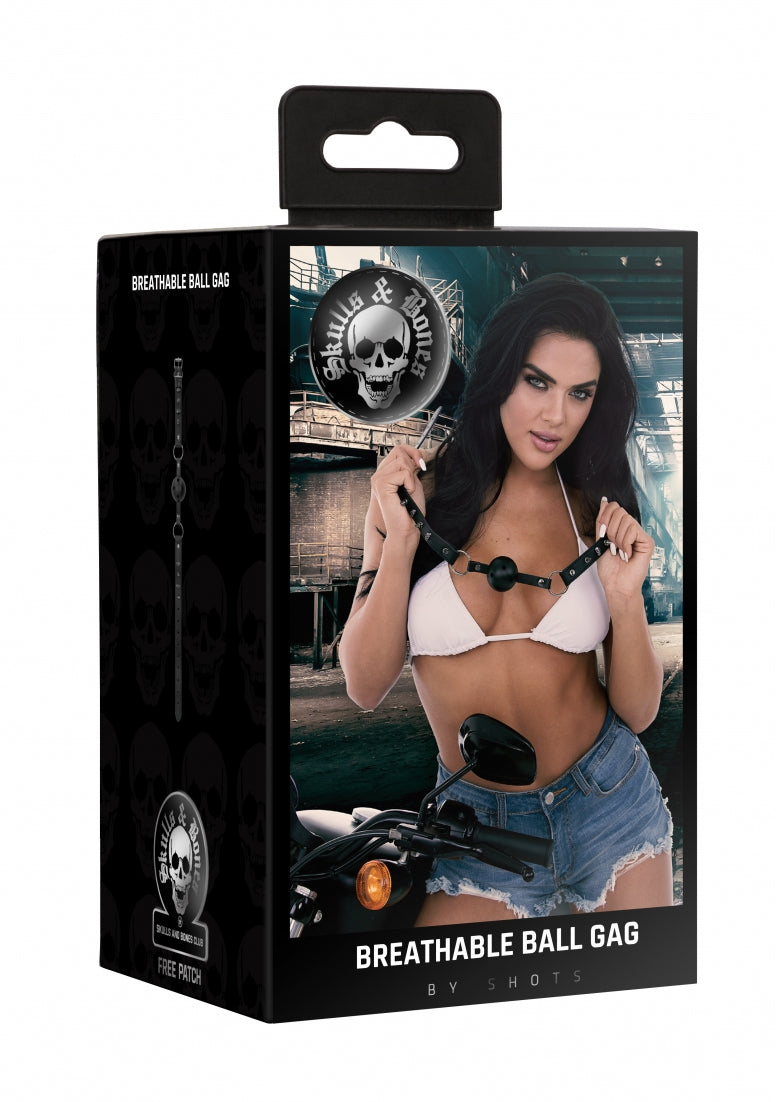 Ouch! Skulls And Bones - Breatheable Ball Gag - Black