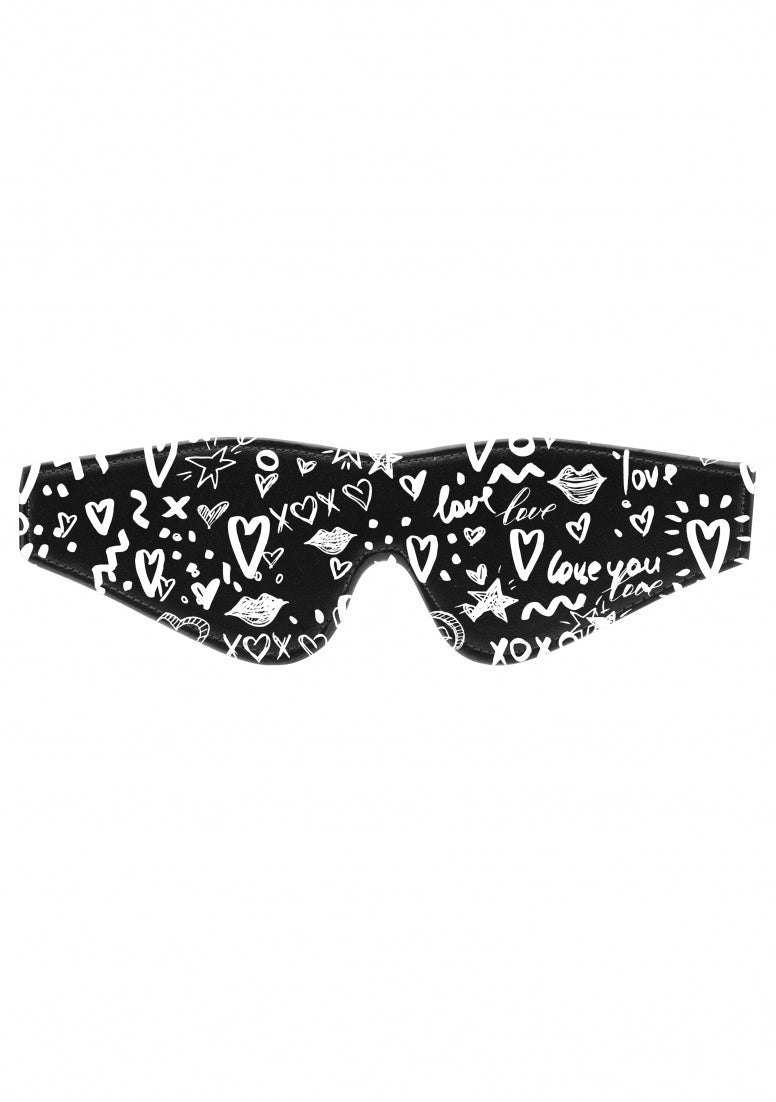 Printed Eye Mask - Love Street Art Fasion - Black