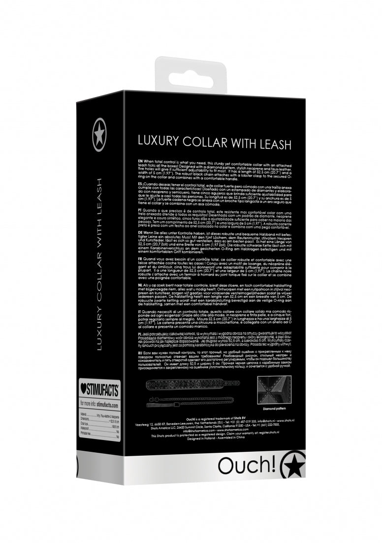 Luxury Collar With Leash - Black