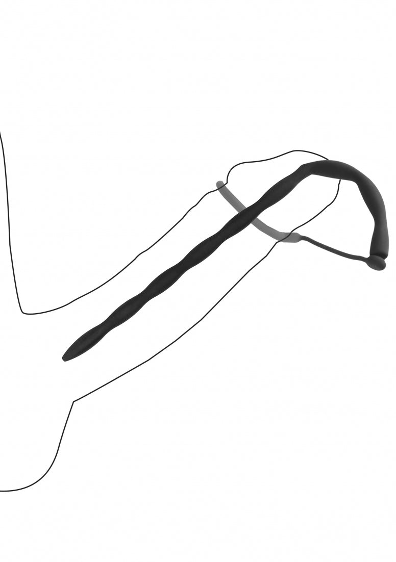 Silicone Plug & Cock Ring Set - Urethral Sounding - Black