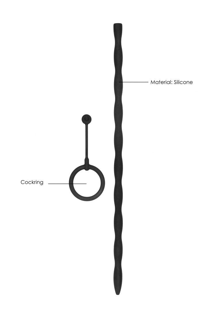 Silicone Plug & Cock Ring Set - Urethral Sounding - Black
