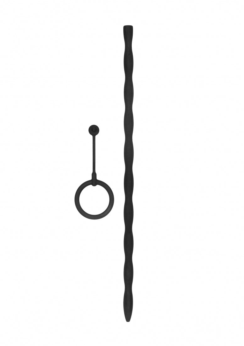 Silicone Plug & Cock Ring Set - Urethral Sounding - Black
