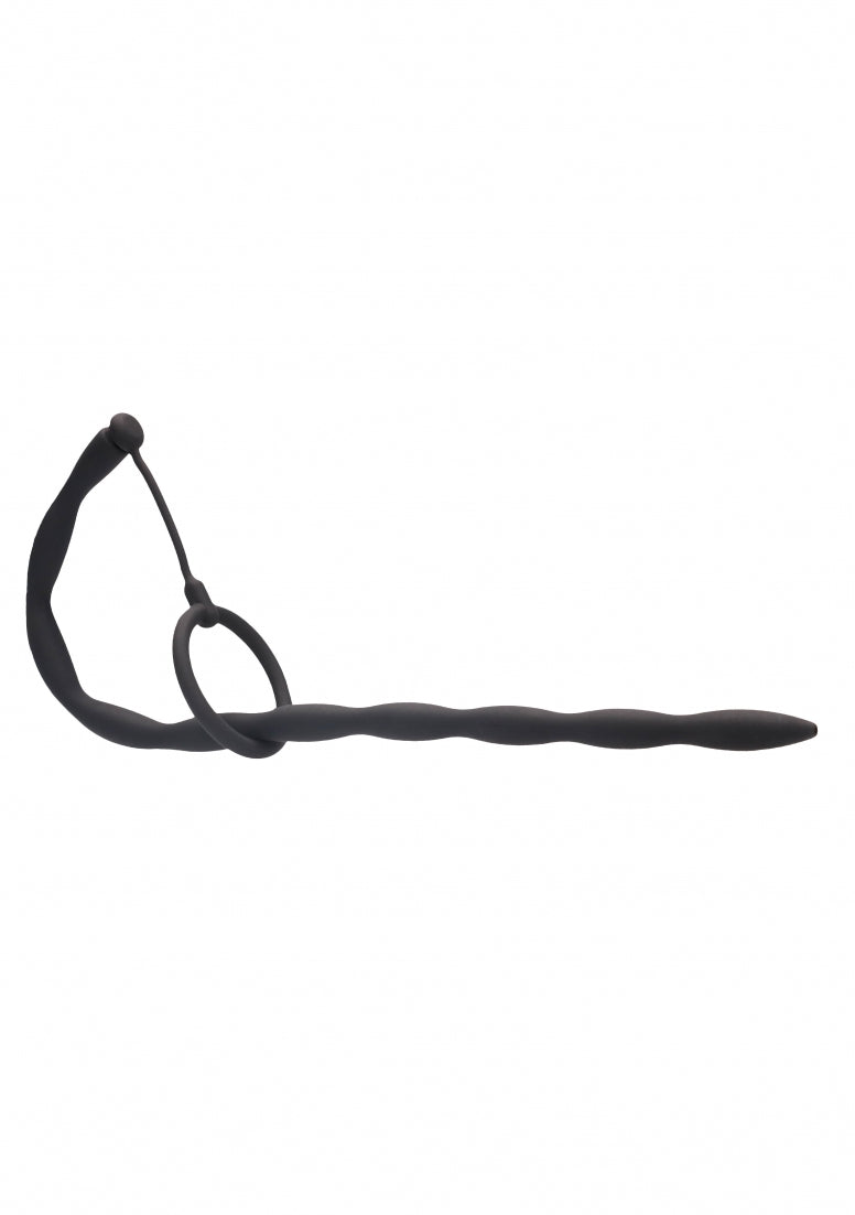 Silicone Plug & Cock Ring Set - Urethral Sounding - Black