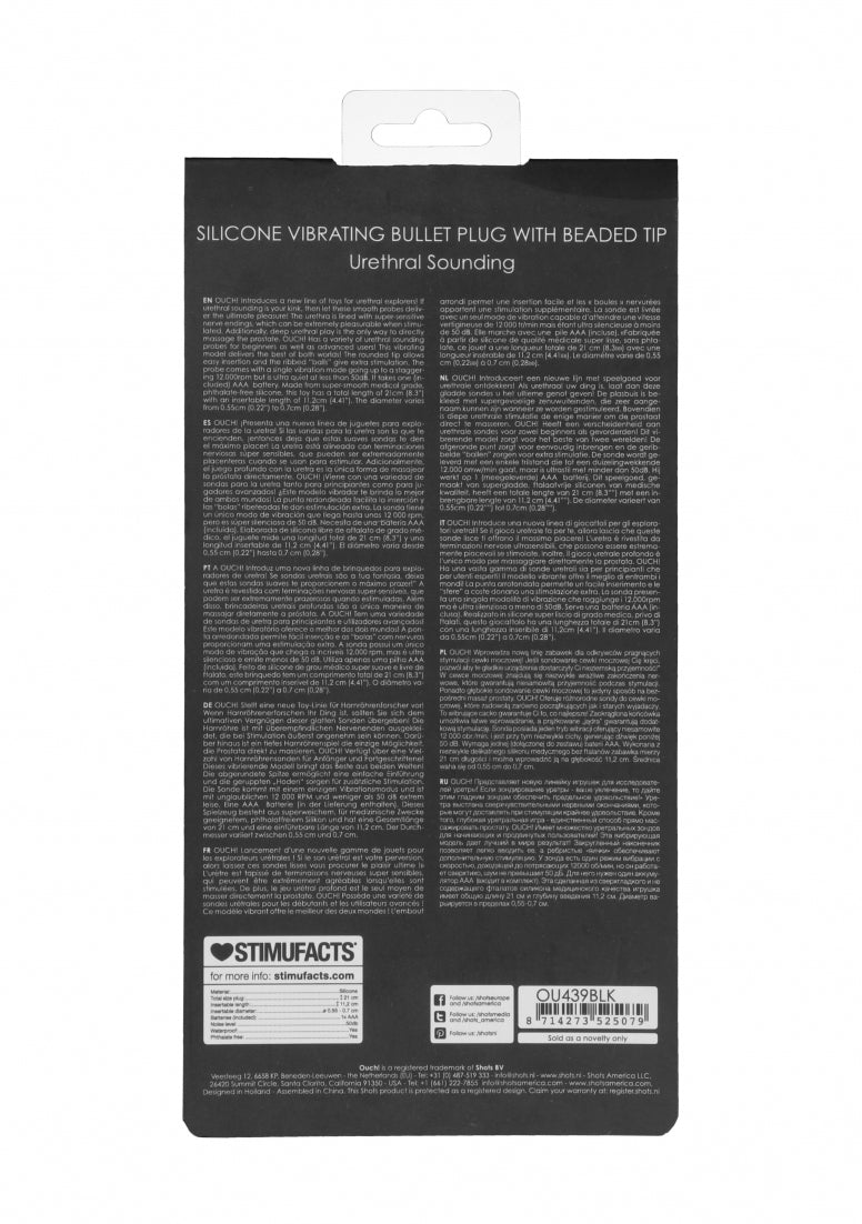 Silicone Vibrating Bullet Plug With Beaded Tip - Urethral Sounding