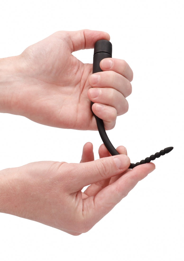 Silicone Vibrating Bullet Plug With Beaded Tip - Urethral Sounding