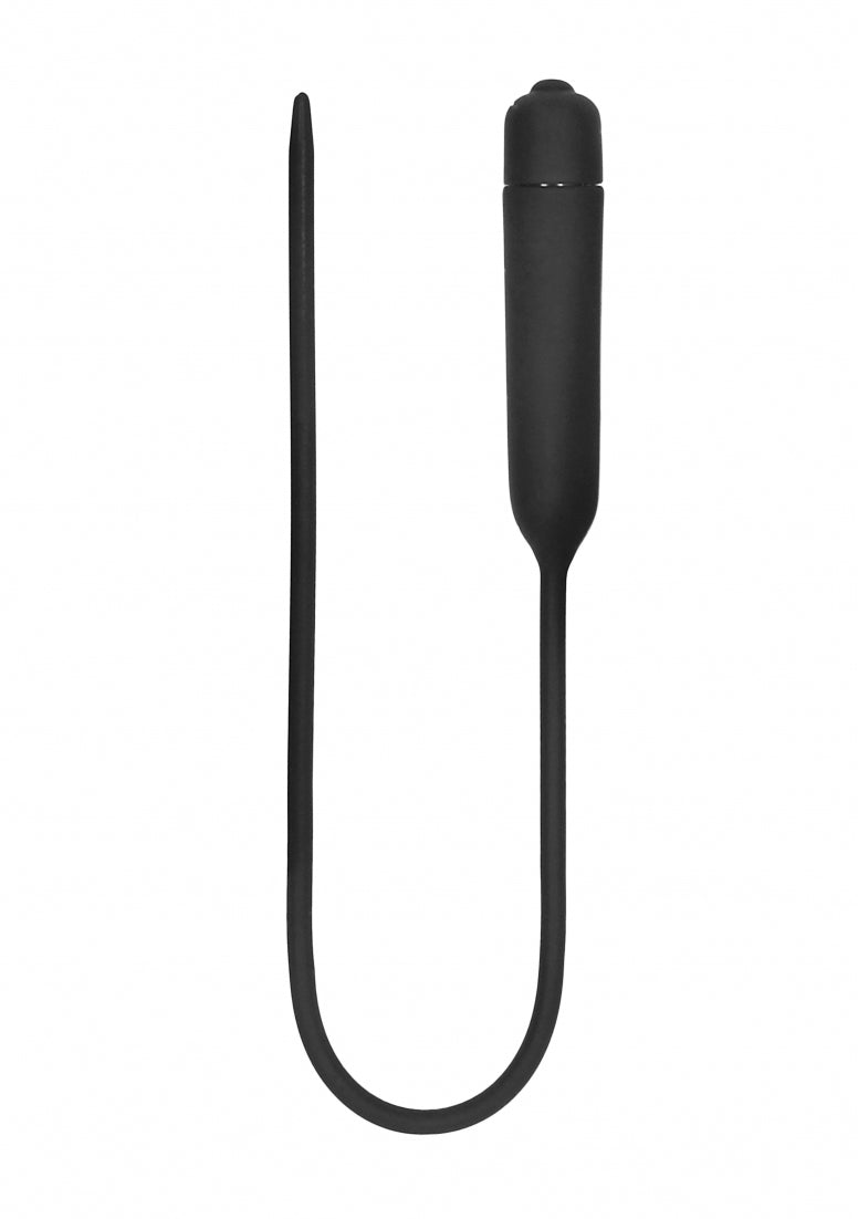 Silcone Vibrating Bullet Plug Extra Long - Urethral Sounding - Black