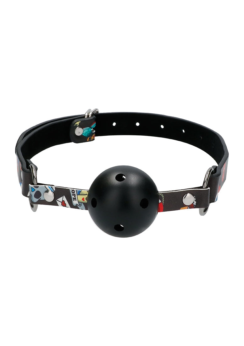 Breatheable Ball Gag - Old School Tattoo Style - Black