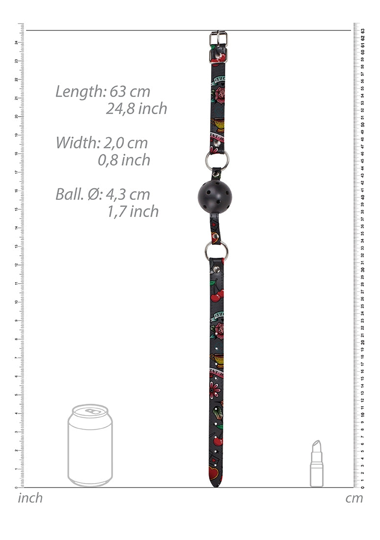 Breatheable Ball Gag - Old School Tattoo Style - Black