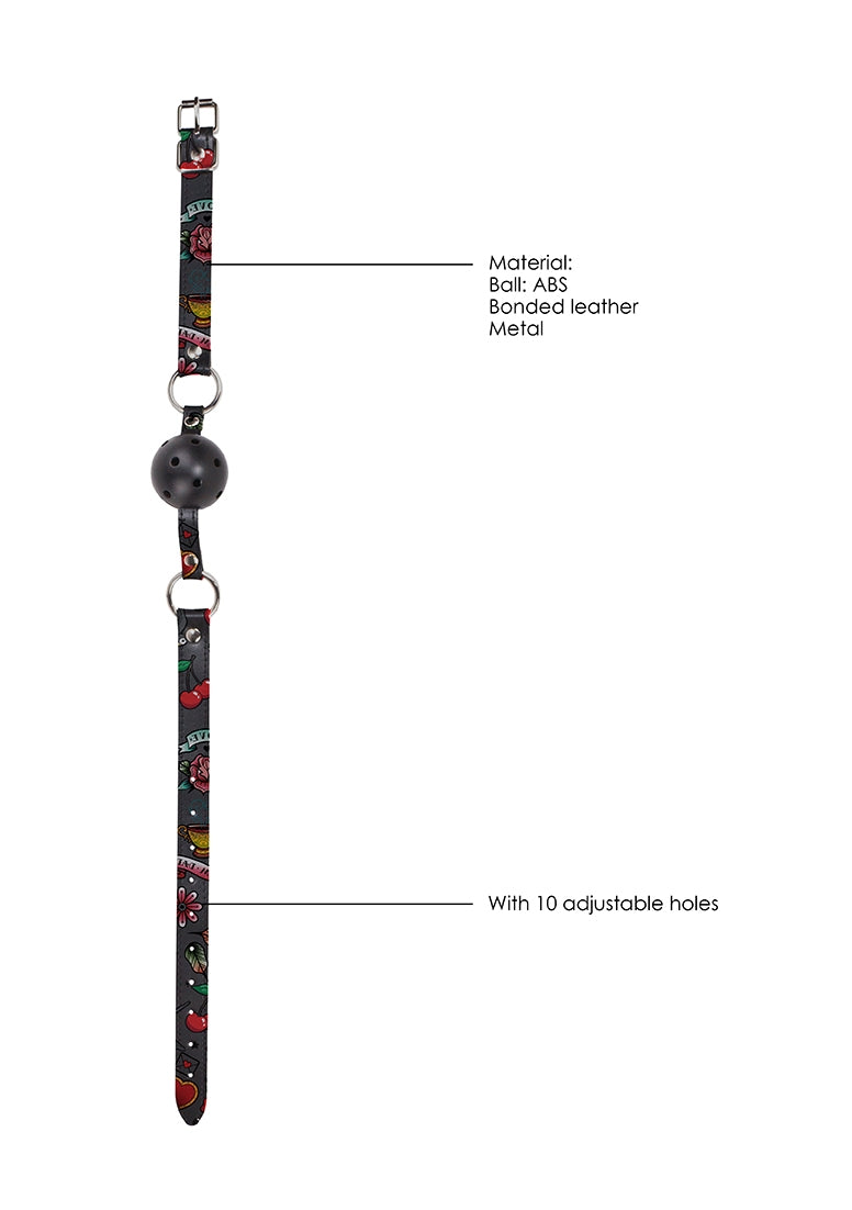 Breatheable Ball Gag - Old School Tattoo Style - Black