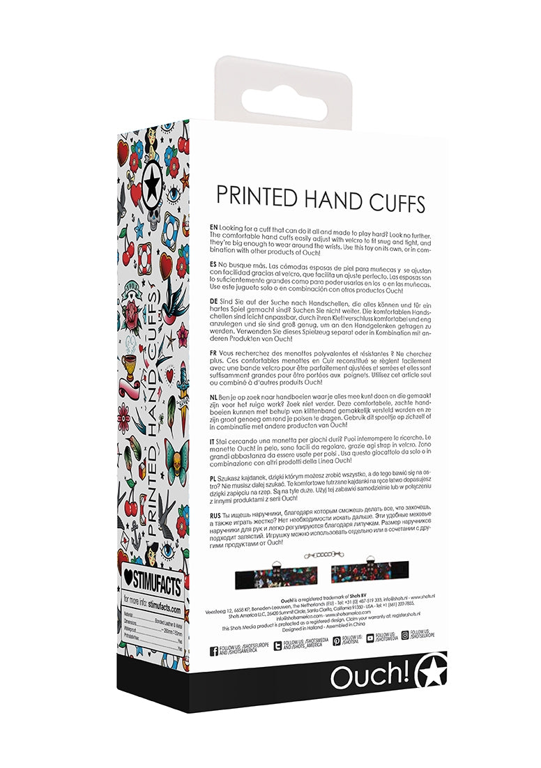 Printed Hand Cuffs - Old School Tattoo Style - Black