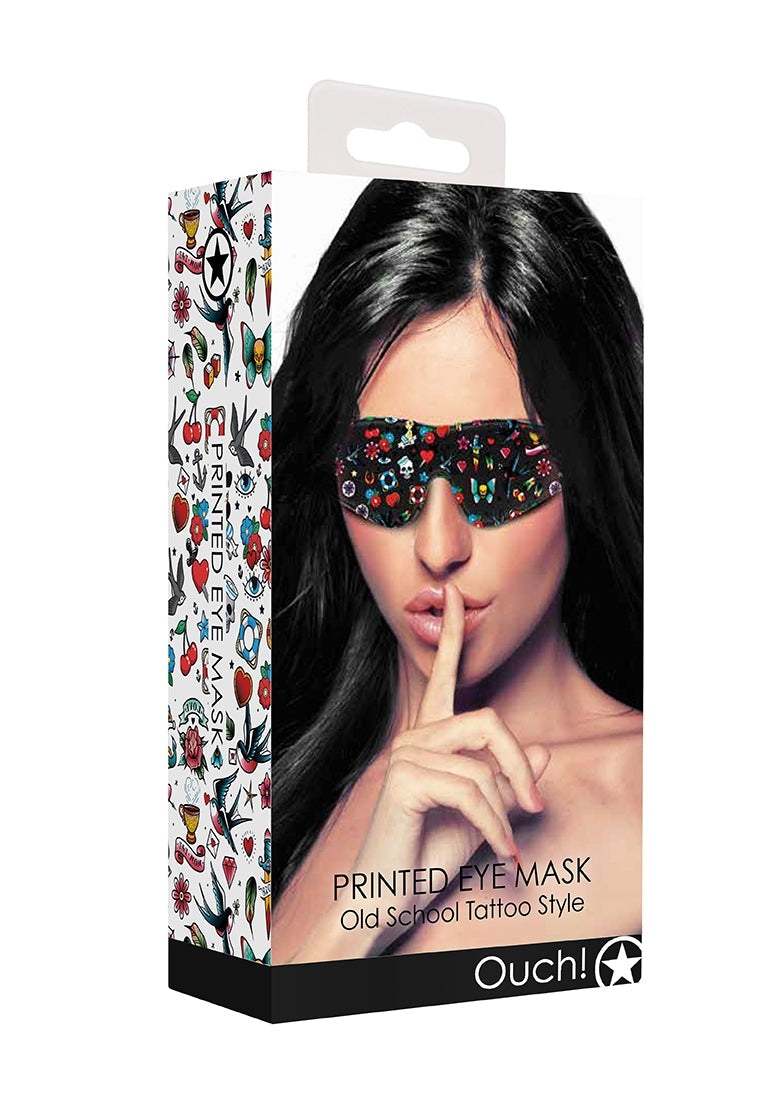 Printed Eye Mask - Old School Tattoo Style - Black