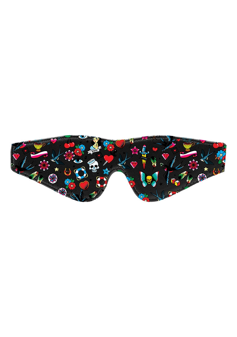 Printed Eye Mask - Old School Tattoo Style - Black