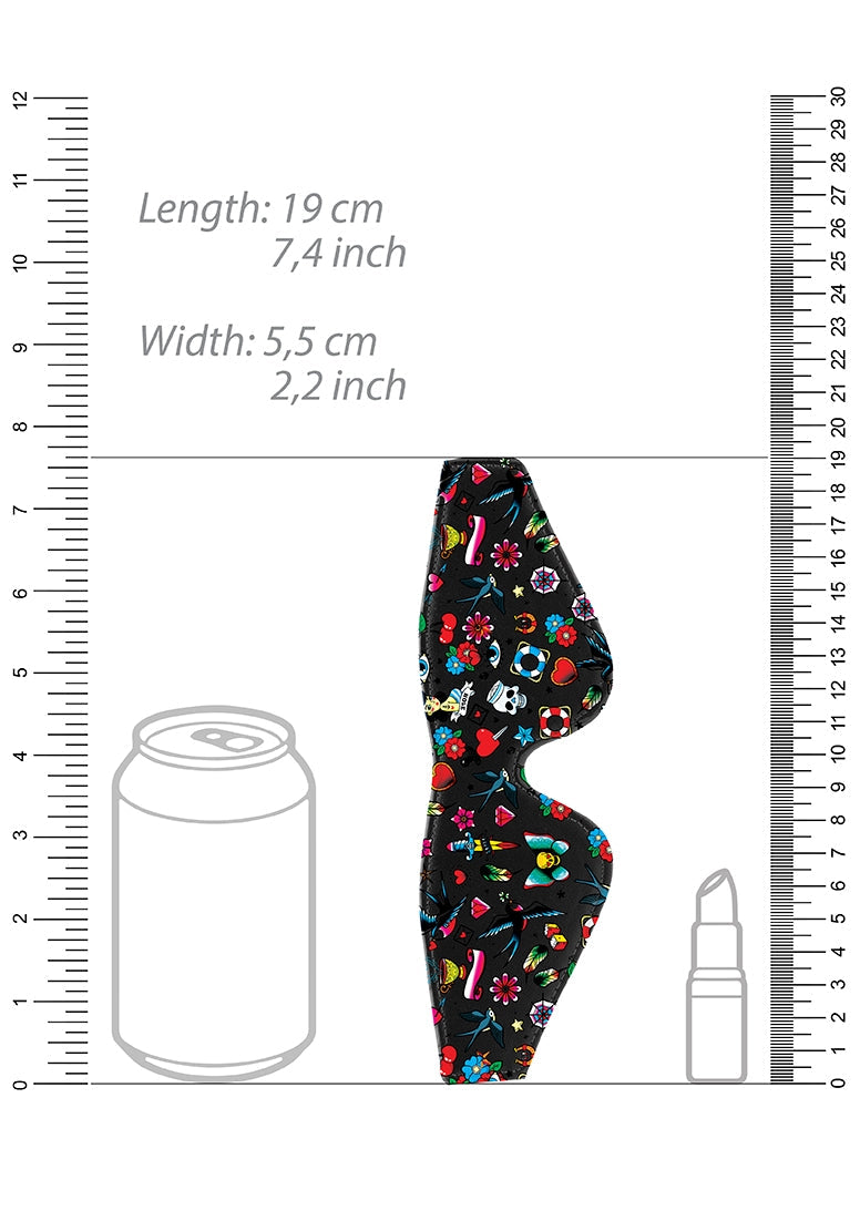 Printed Eye Mask - Old School Tattoo Style - Black