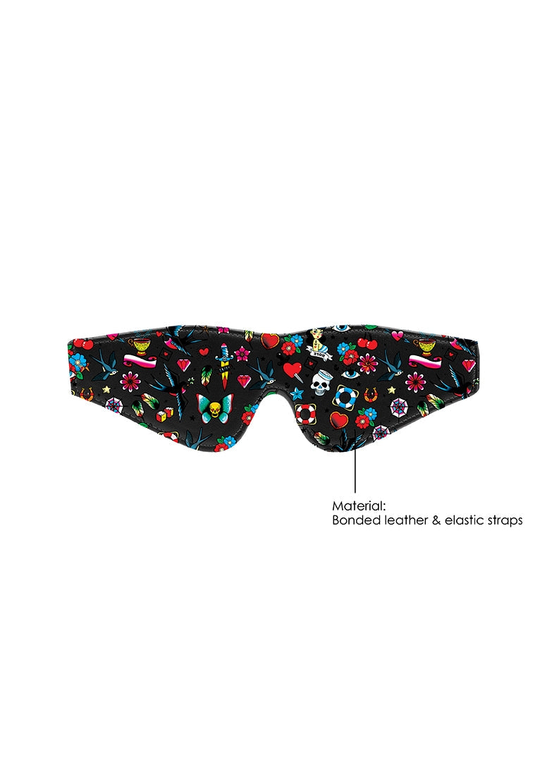Printed Eye Mask - Old School Tattoo Style - Black