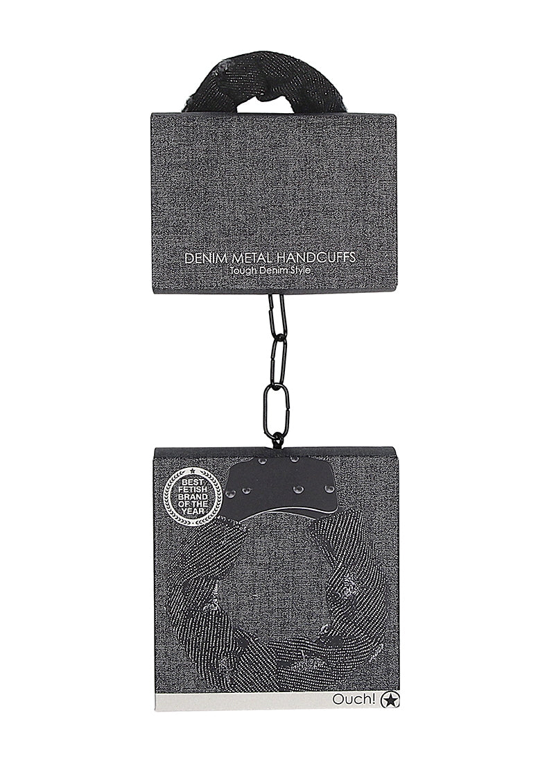 Denim Metal Handcuffs - Roughend Denim Style - Black