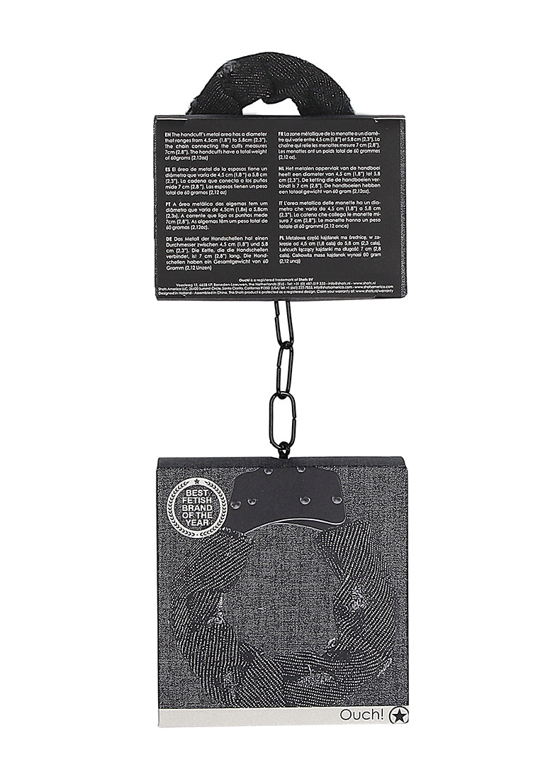 Denim Metal Handcuffs - Roughend Denim Style - Black