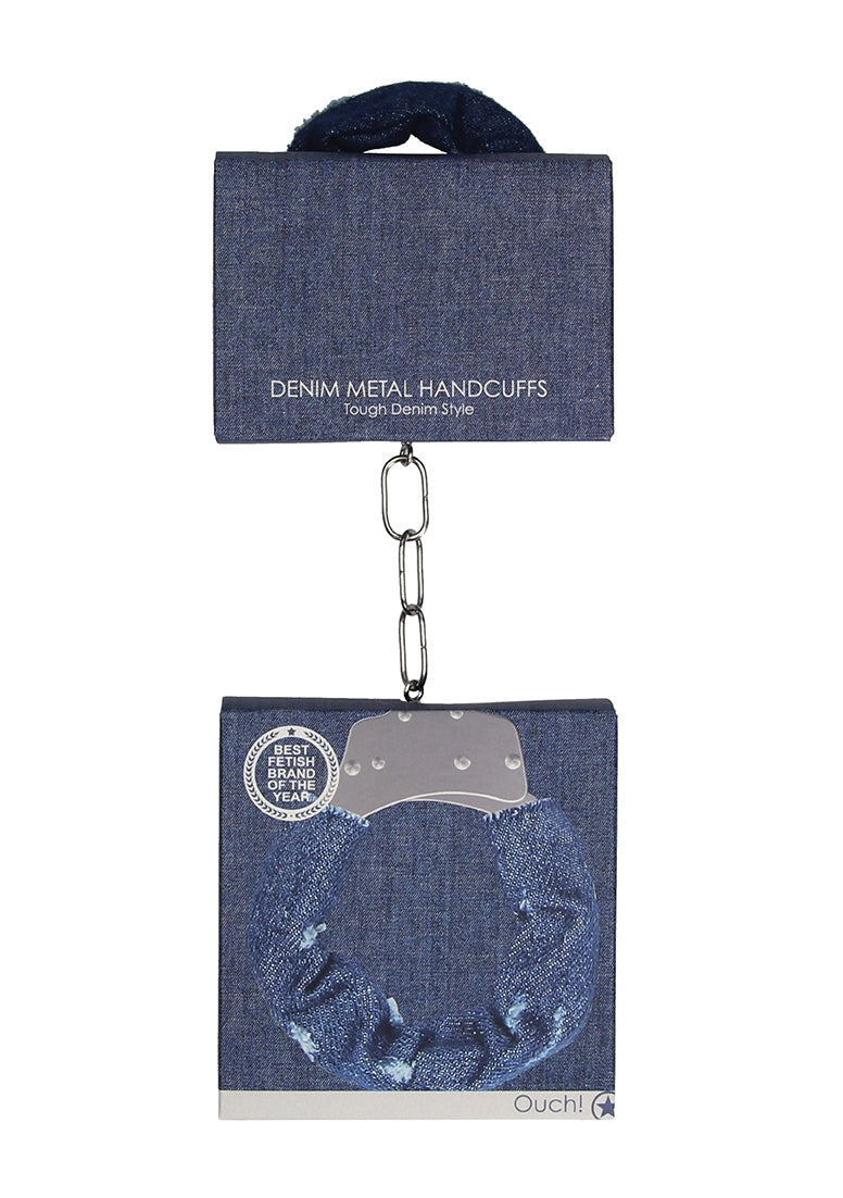Denim Metal Handcuffs - Roughend Denim Style - Blue