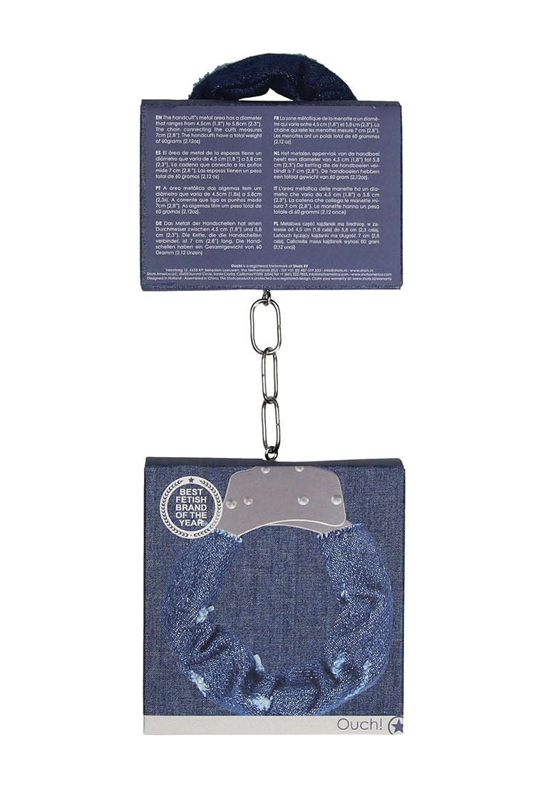 Denim Metal Handcuffs - Roughend Denim Style - Blue