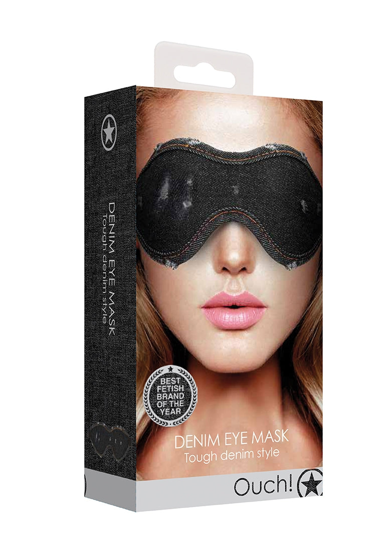 Denim Eye Mask - Roughend Denim Style - Black