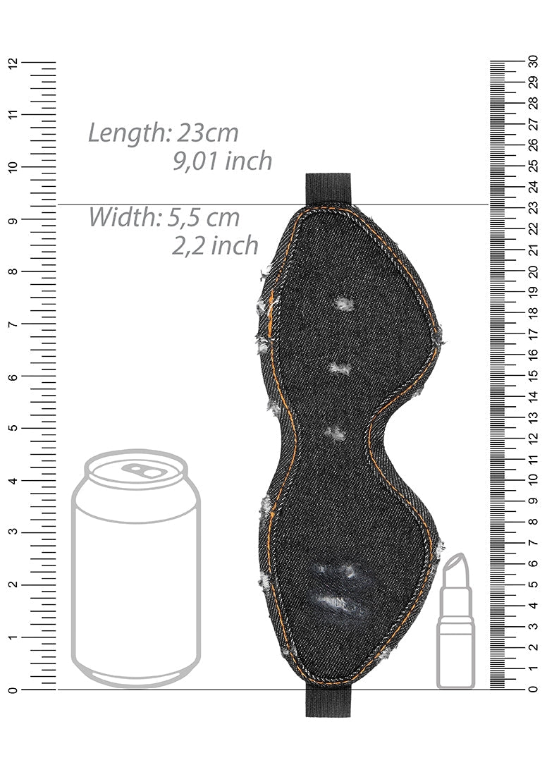 Denim Eye Mask - Roughend Denim Style - Black