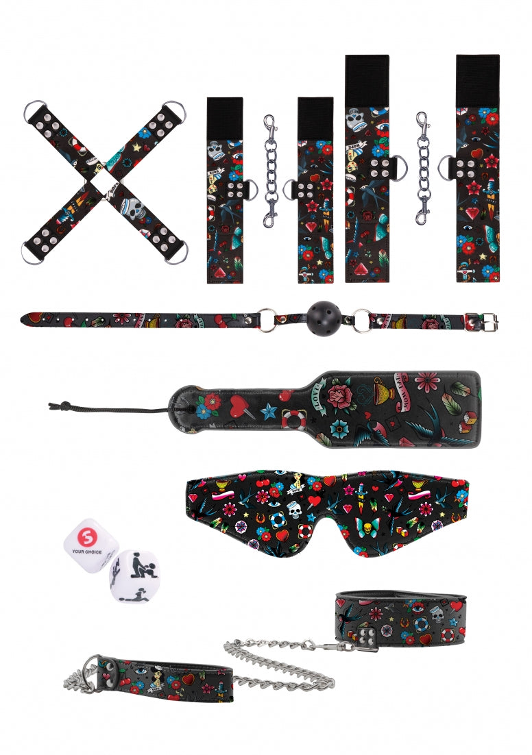 Tattoo Style Bondage Kit - Old School Tattoo Style - Black
