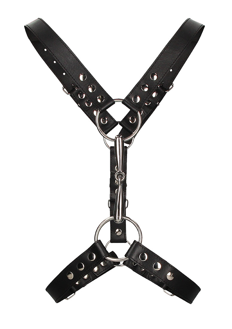 Men's Harness With Metal Bit - One Size - Black
