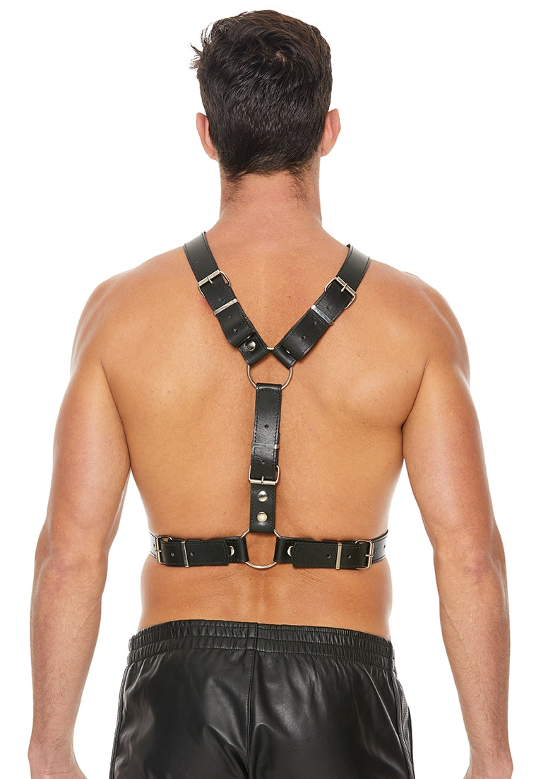 Men's Harness With Metal Bit - One Size - Black