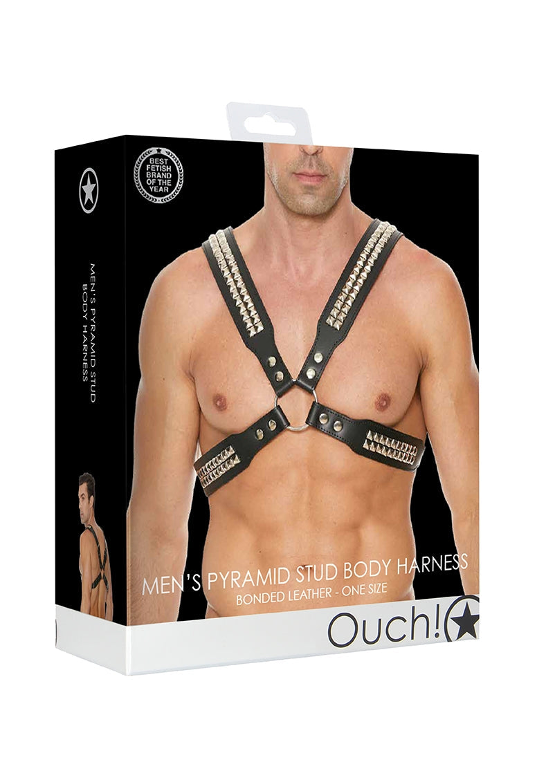 Men's Pyramid Stud Body Harness - One Size - Black