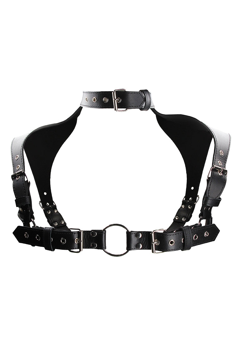 Men Harness With Neck Collar - One Size - Black