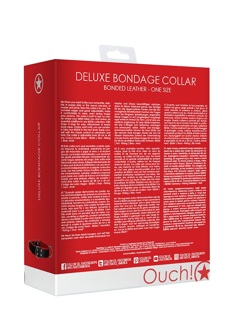 Deluxe Bondage Collar - One Size - Red