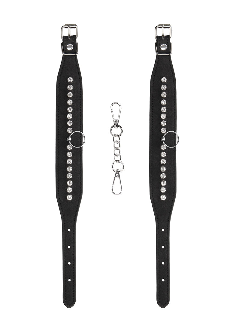 Diamond Studded Ankle Cuffs - Black