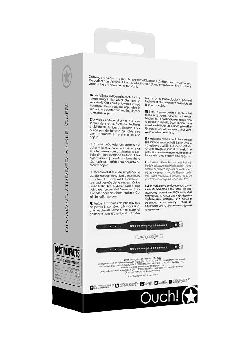 Diamond Studded Ankle Cuffs - Black