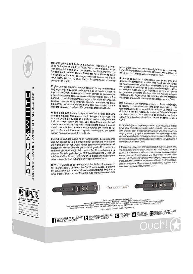 Bonded Leather Hand Or Ankle Cuffs - With Adjustable Straps