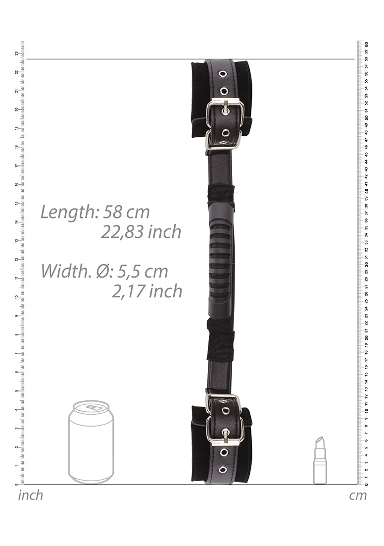 Bonded Leather Hand Cuffs With Handle - With Adjustable Straps