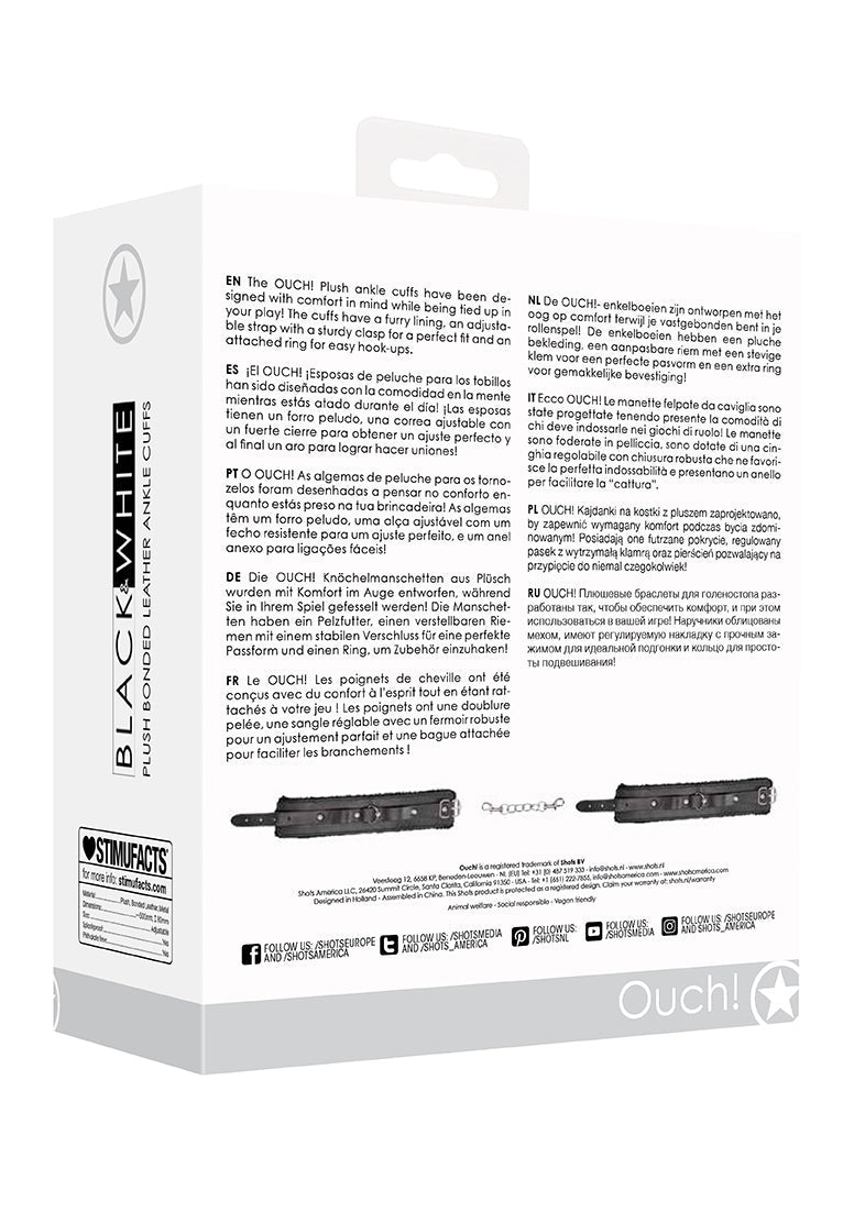 Plush Bonded Leather Ankle Cuffs - With Adjustable Straps