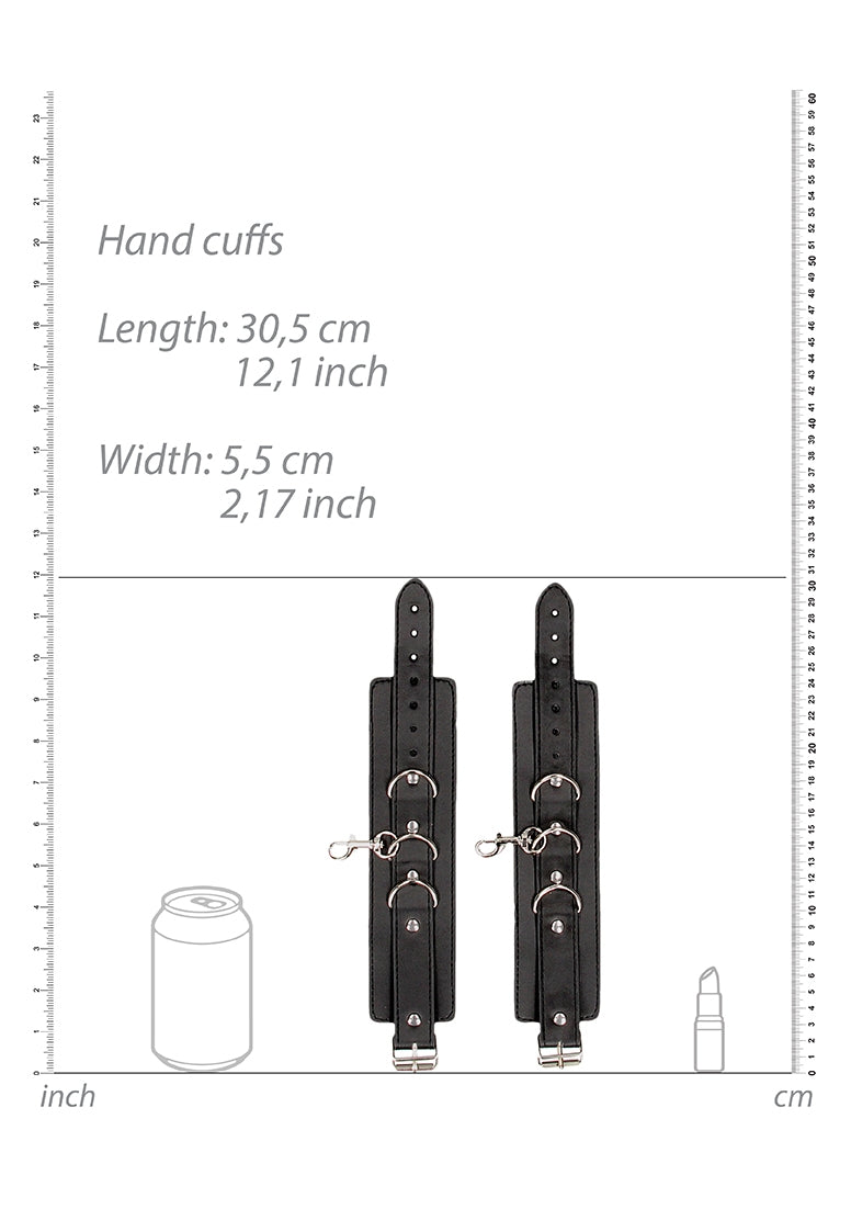 Bonded Leather Collar With Hand Cuffs - With Adjustable Straps And Chain