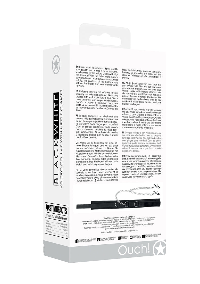 Velcro Collar With Nipple Clamps - With Adjustable Straps