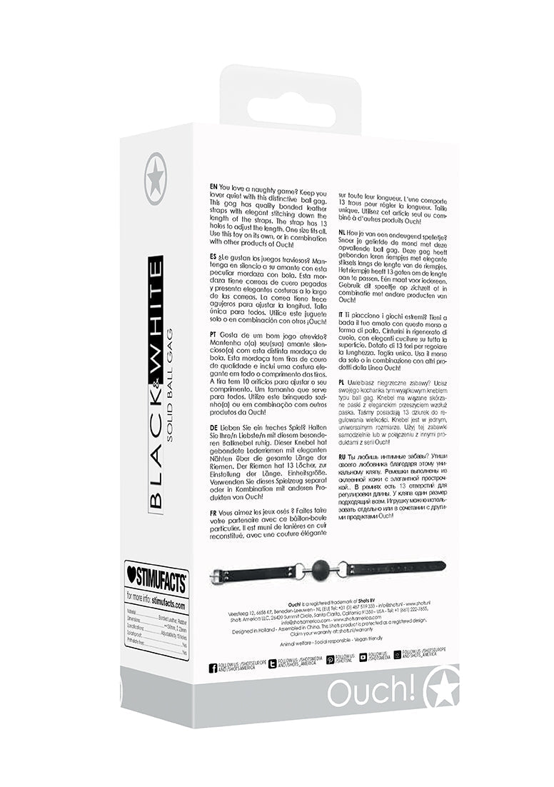 Solid Ball Gag - With Bonded Leather Straps