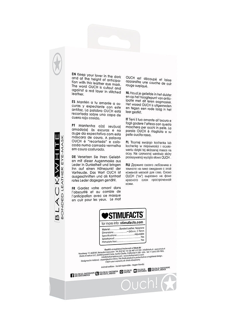 Bonded Leather Eye-mask "ouch" - With Elastic Straps