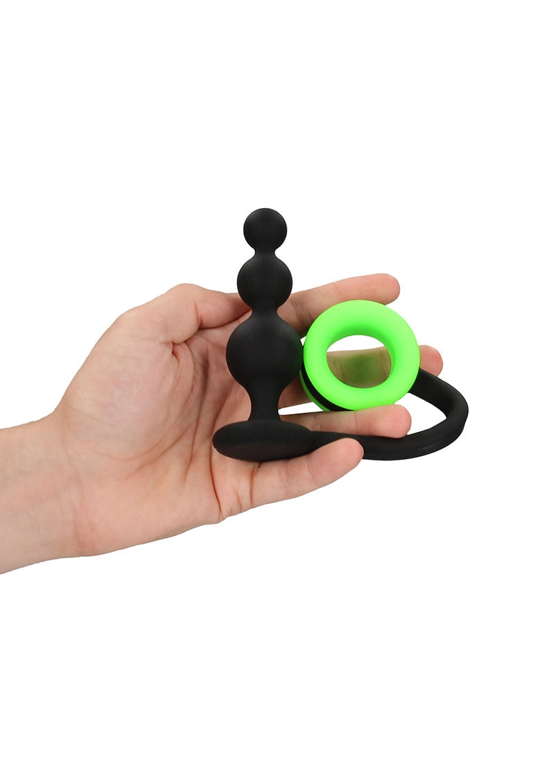 Beads Butt Plug With Cock Ring - Glow In The Dark
