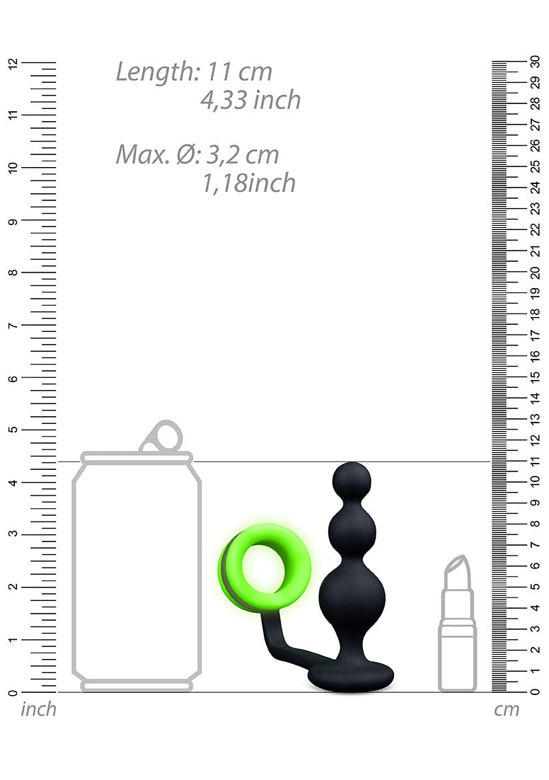 Beads Butt Plug With Cock Ring - Glow In The Dark