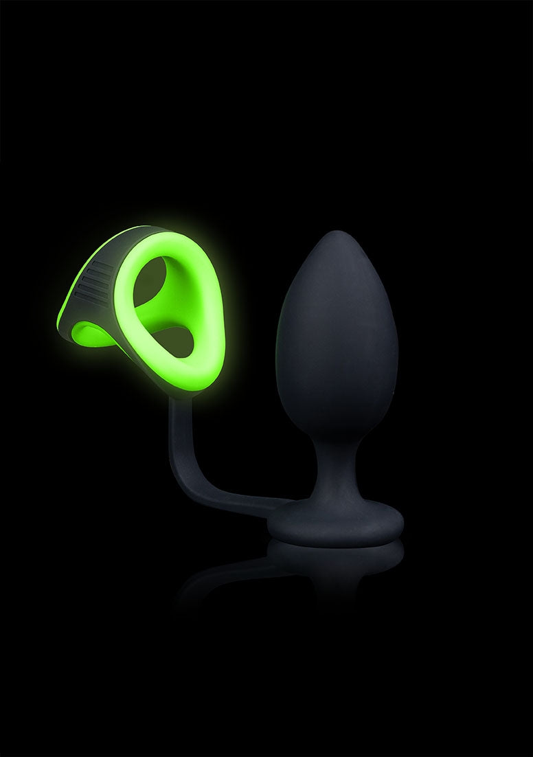 Butt Plug With Cock Ring & Ball Strap - Glow In The Dark
