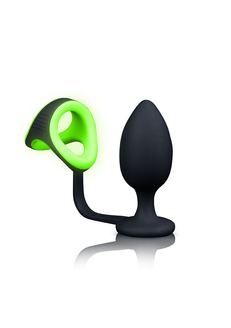 Butt Plug With Cock Ring & Ball Strap - Glow In The Dark