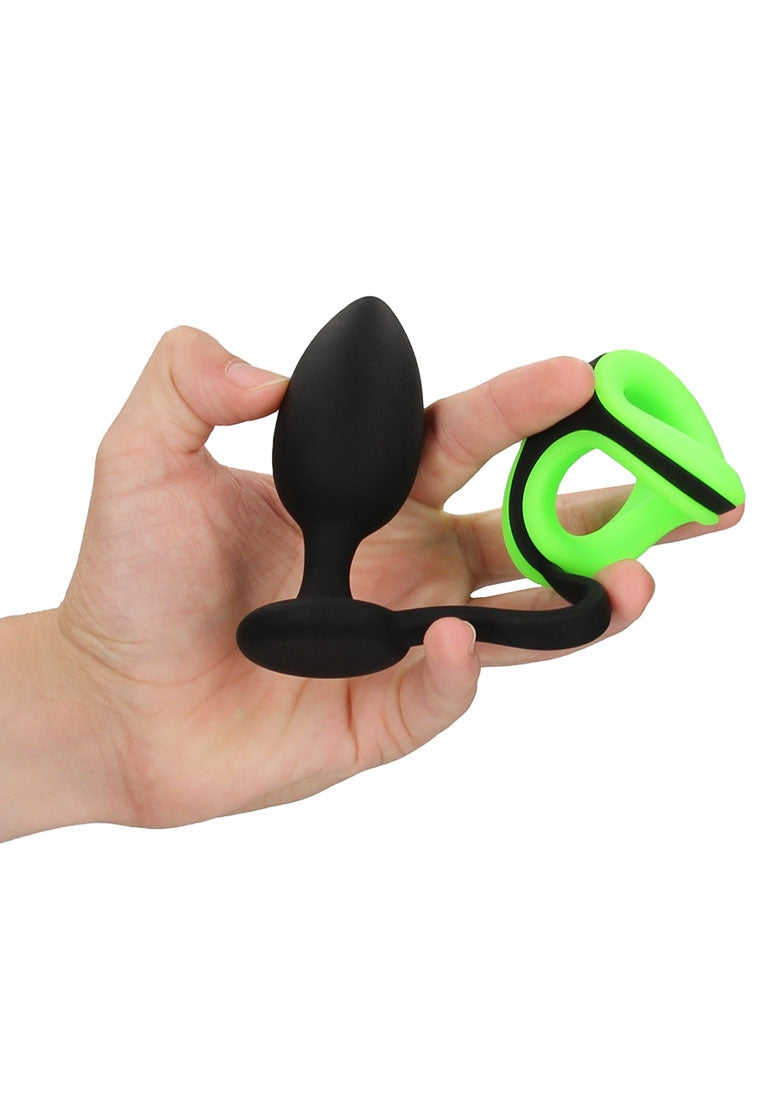 Butt Plug With Cock Ring & Ball Strap - Glow In The Dark