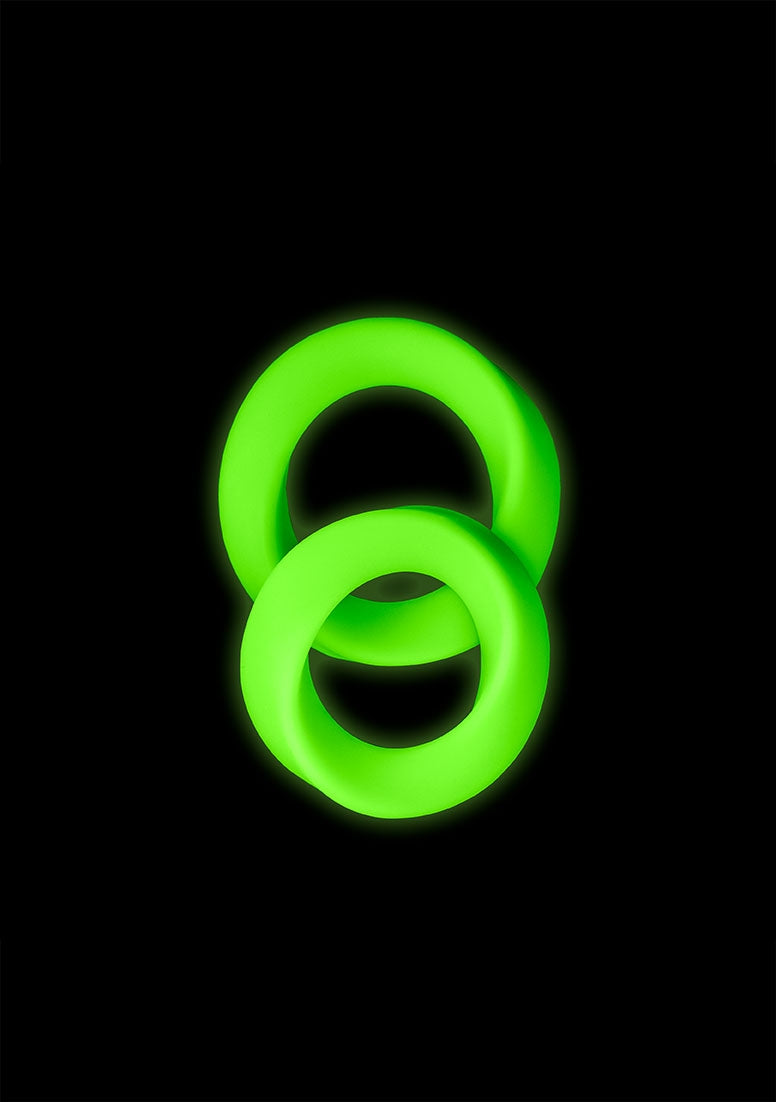 2 Pcs Cock Ring Set - Glow In The Dark